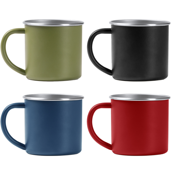 Kombis steel mug with laser-engraved design, suitable as a gift, showing detailed engraving on the metal surface.