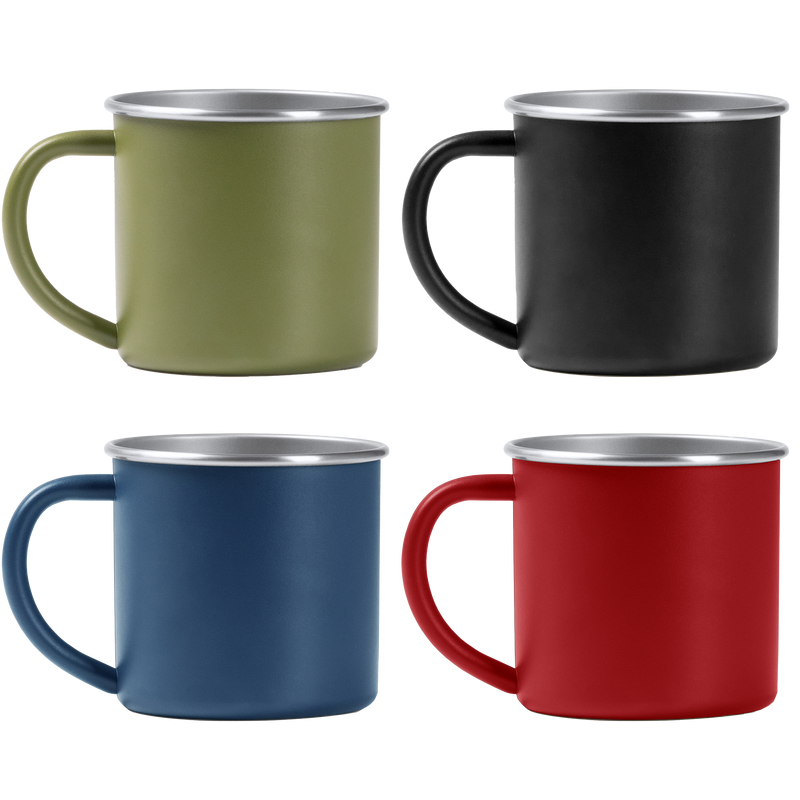 Kombis steel mug with laser-engraved design, suitable as a gift, showing detailed engraving on the metal surface.