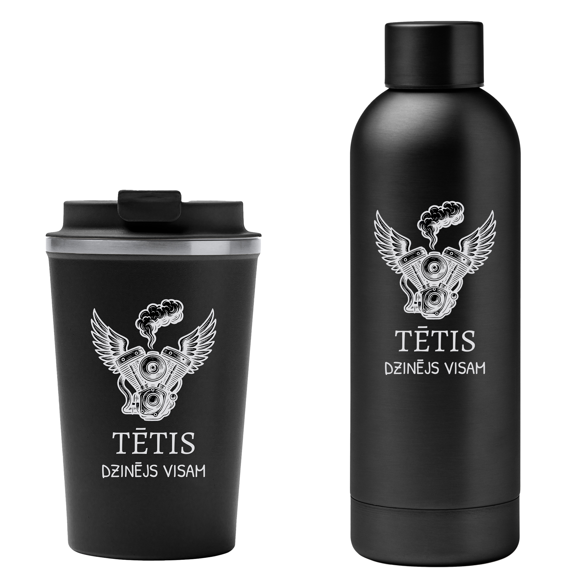 Lāzergravēta termo krūze / pudele "Tētis – dzinējs visam"