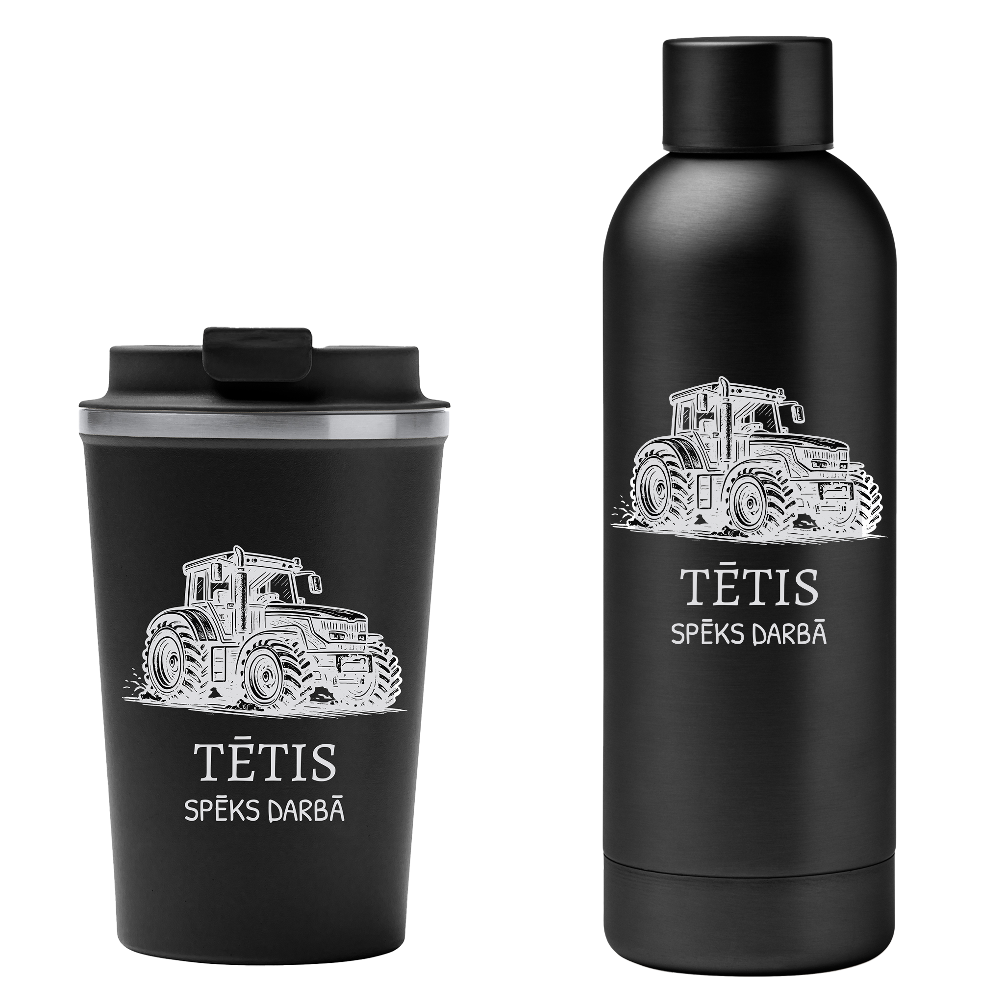 Lāzergravēta termo krūze / pudele "Tētis – spēks darbā"
