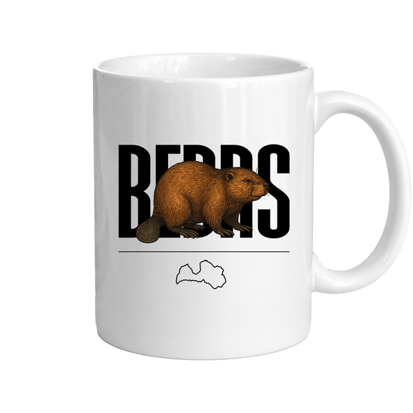 Kombis Meža iemītnieki krūze "Bebrs" with beaver illustration, ceramic mug featuring a woodland animal design.