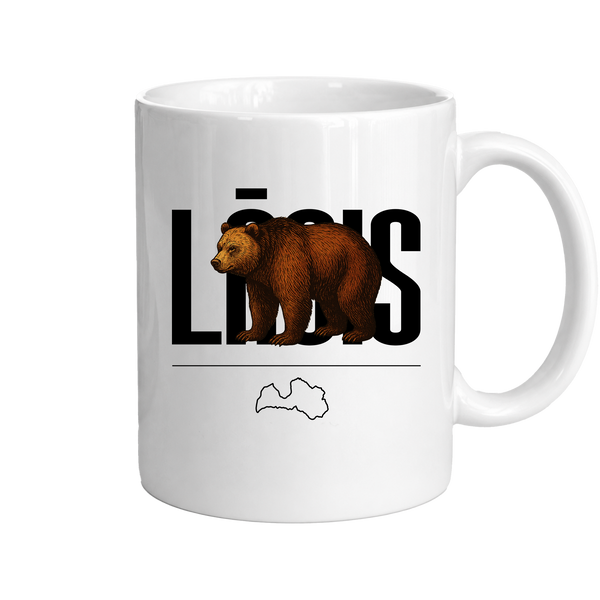 Kombis Meža iemītnieki krūze "Lācis" featuring a bear design on a ceramic mug with woodland animal illustrations.