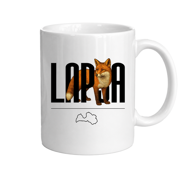 Kombis Meža iemītnieki krūze "Lapsa" featuring a cute fox illustration on ceramic mug for forest animal lovers.