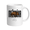Kombis Mežacūka mug with woodland animal illustration, featuring a cozy design perfect for hot beverages.