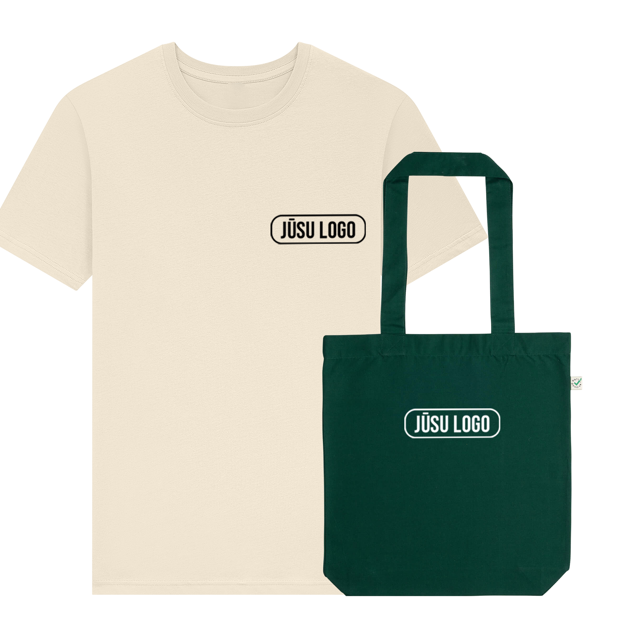 PREMIUM T-KREKLS UN AUDUMA SOMA AR JŪSU LOGO