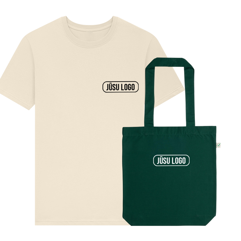 PREMIUM T-KREKLS UN AUDUMA SOMA AR JŪSU LOGO